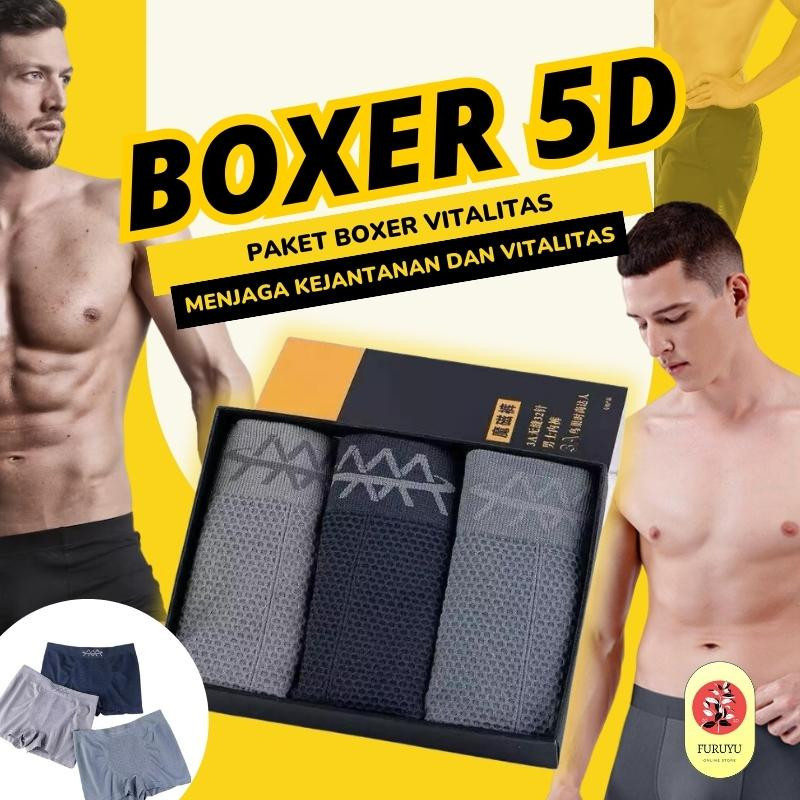Celana Dalam 5D Magnetic Premium Boxer Therapy Kesehatan Vitalitas Pria Bahan Seamless Original CD M