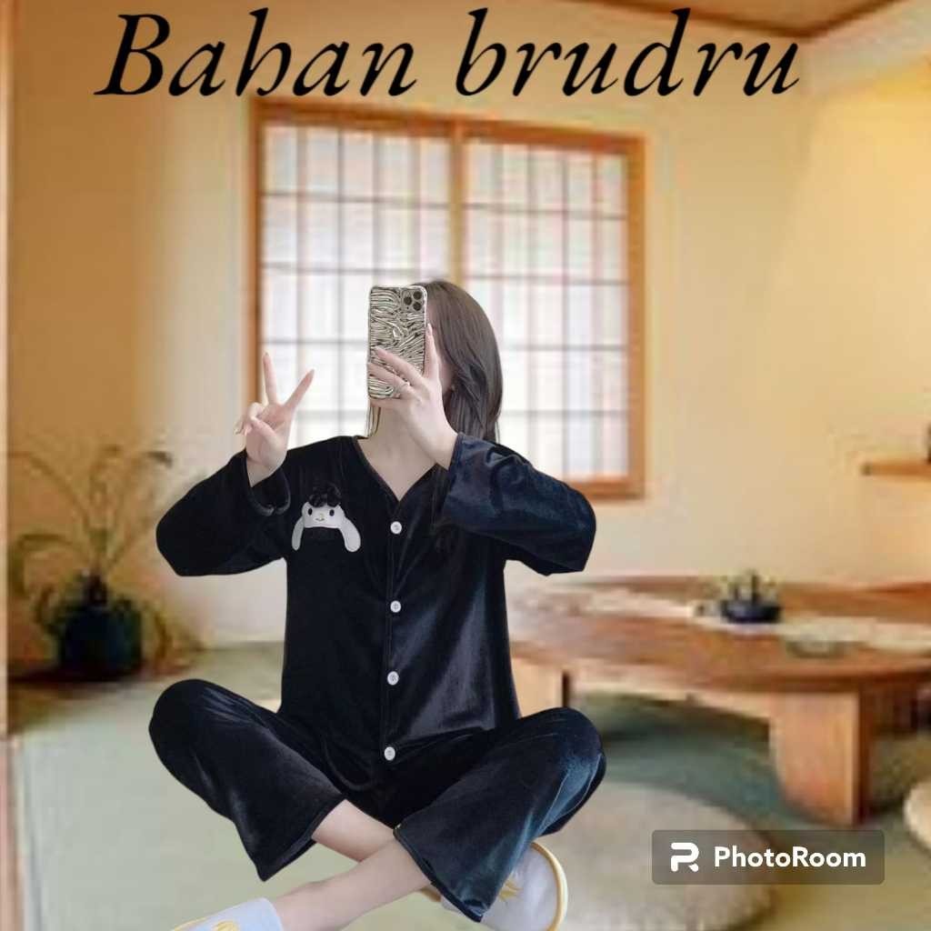 Baju tidur piyama pp bahan kaos import lengan panjang celana panjang SETELAN SETCEL ONESET SET PIYAM