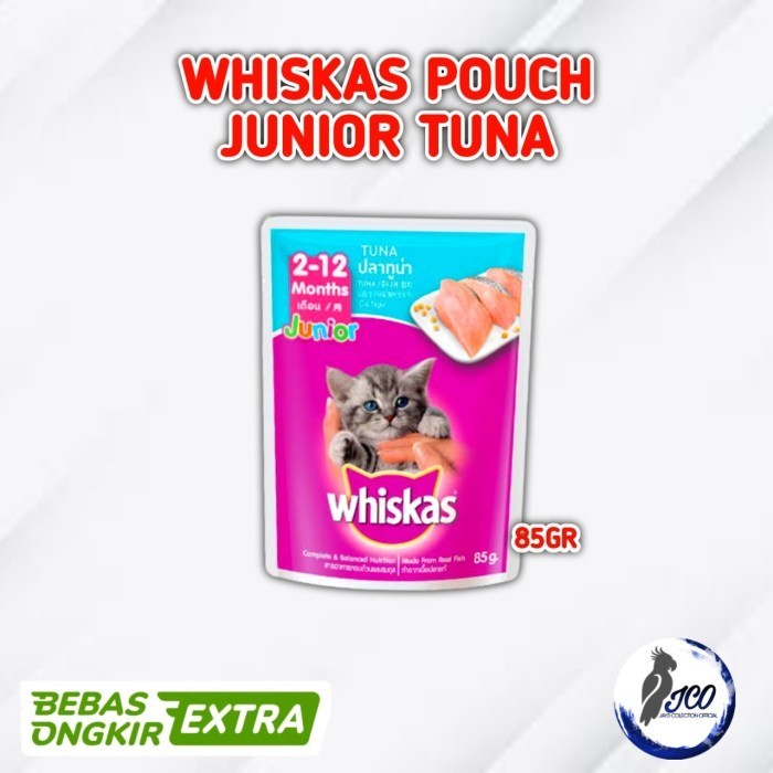 WHISKAS POUCH JUNIOR TUNA MAKANAN BASAH KUCING MAKANAN KUCING BASAH WHISKAS