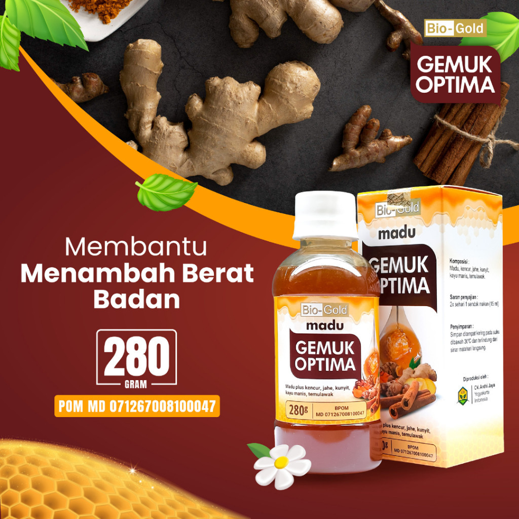

Madu Gemuk Optima Penambah Berat Badan Penggemuk Badan Madu Penambah BB Original BPOM
