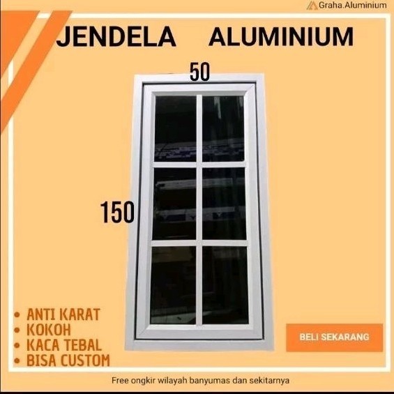 Jendela Aluminium 50x150 ornamen