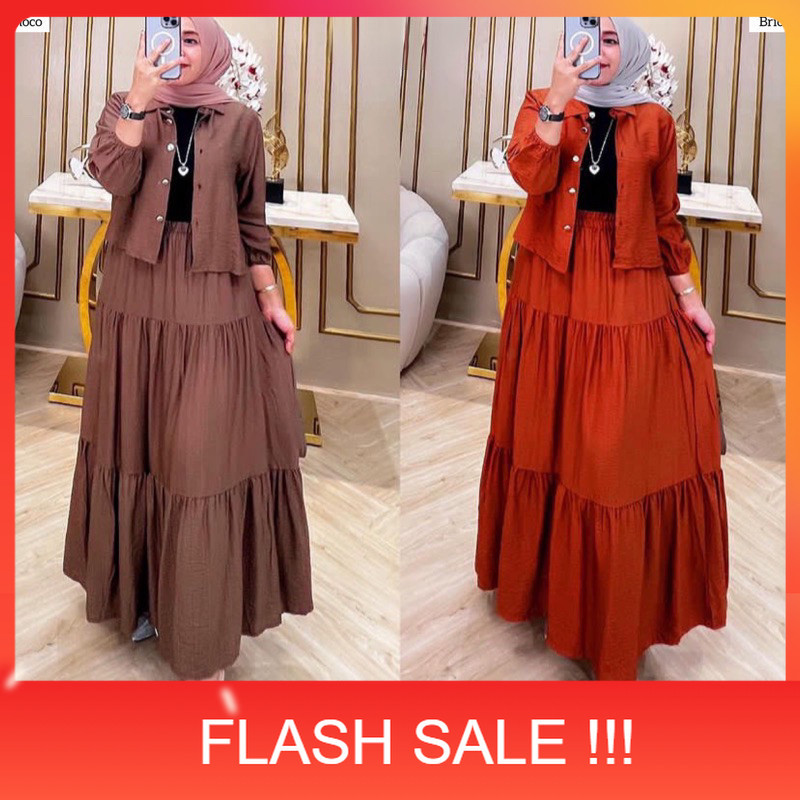 PROMO Ruby Set Rok Dan Atasan Wanita Bahan Cringkel Airflow Ukuran Jumbo Dan Setandar Oneset Terbaru
