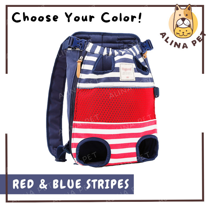 Tas Gendong Travel Anjing Kucing Pet Carrier Anjing Tas Travel Anjing - BLUE STRIPES
