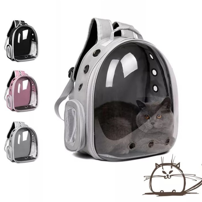 Tas Kucing Tas Astronot Pet Cargo Pet Carrier Ransel Hewan Transparan - Pink