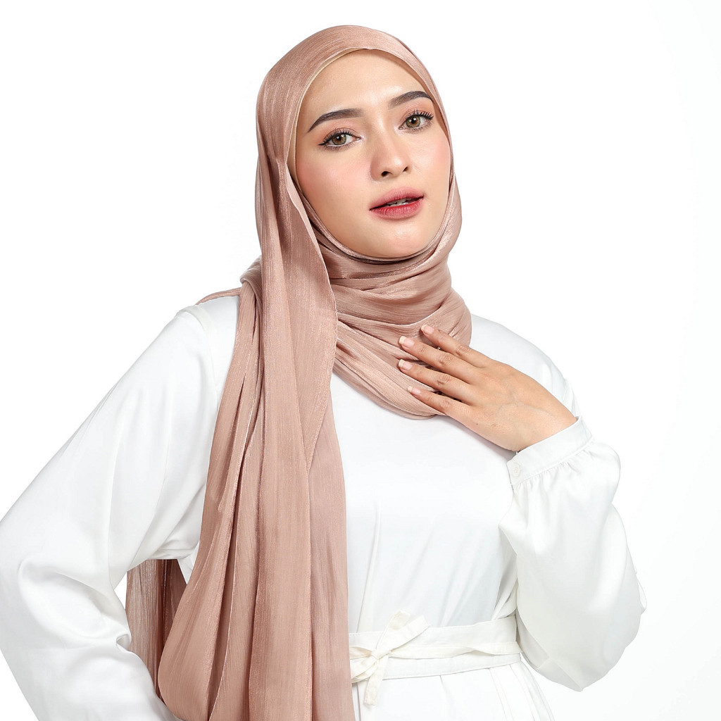 Anizar Pasmina Cradanza Silk Premium / Kain Pasmina Satin Silk Textured Cringckle / Pasmina Bahan Si