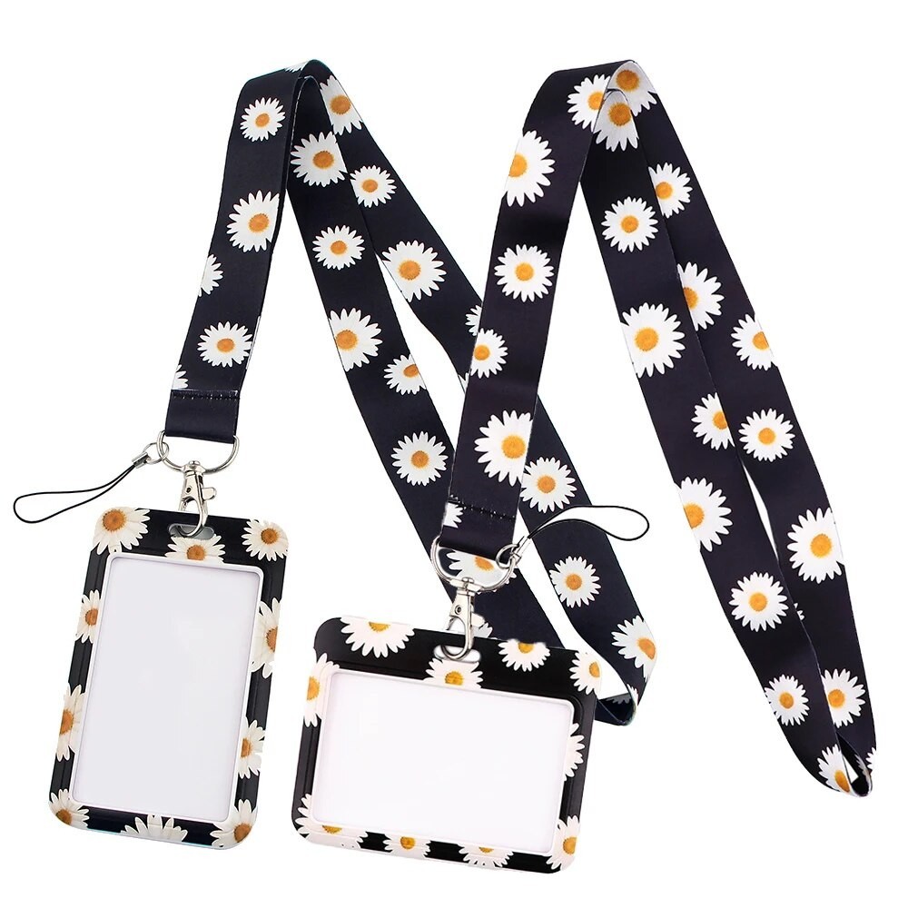 

Credential holder New Fashion little Daisy Lanyard Id Badge Holder Keychain ID Card Pass Gym Mobile Badge Key Holder Key Rings