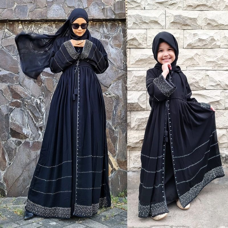 Abaya Simple Gamis Turkey Maxi Dress Swarosky  kekinian Trend ARABIAN Dubai couple Haura mata putih