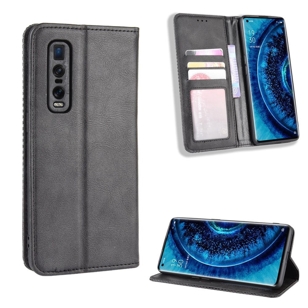 Casing Oppo Find X2 Pro Vintage Flip Cover Oppo FindX2 Magnetic Wallet Case PU Leather Cases Card Ho