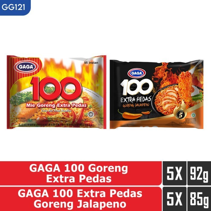 

GAGA 100 Goreng Extra Pedas 5Pcs GAGA 100 Goreng Jalapeno 5Pcs GG121