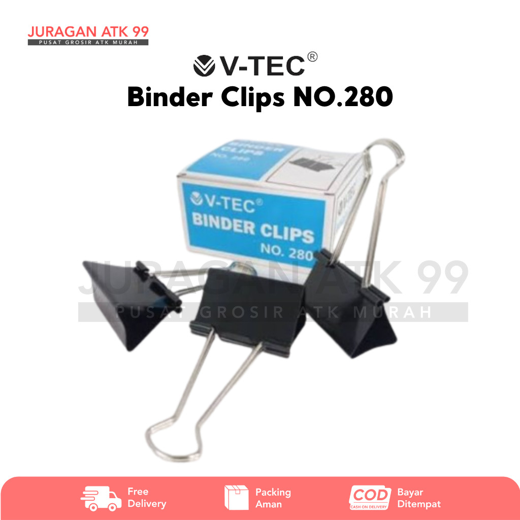 

Binder Clips NO.280 V-TEC Per Pack Isi 12pcs