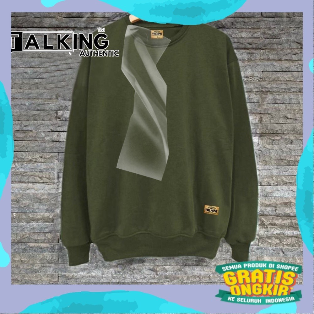 Crewneck Polos Hijau Army Pria Wanita Sweater Polos Jaket Switer Pria Wanita Jumbo Tebal Cooton Prem