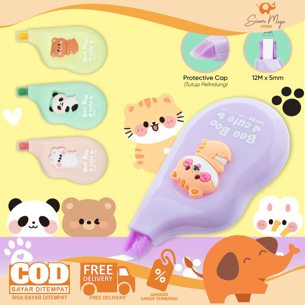 

Joyko Correction Tape CT-579 BooBoo Cute Pita Koreksi Lucu Animal Unik Berkualitas