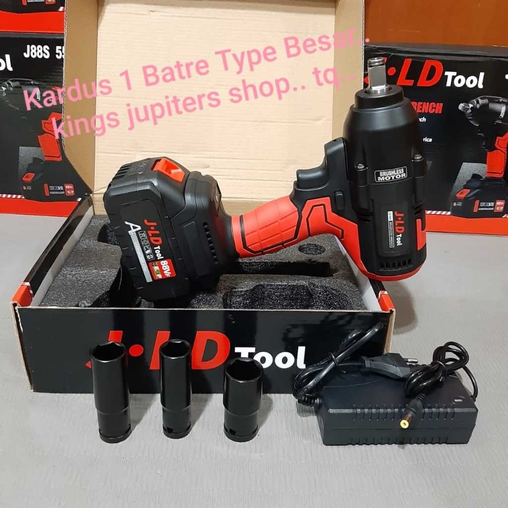 1 BATRE Impact wrench JLD mesin bor CORDLESS buka tutup baut impek wren wrenc 481