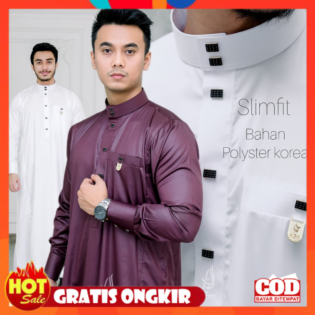 KAIN ADEM HALUS TEBAL / Jubah Gamis Pria Jubah slimfit polyster korea jubbah muslim gamis alfaan bus