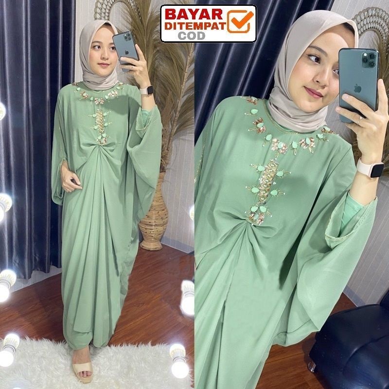 Kaftan Payet Raisa / Kaftan Lebaran / Kaftan Jumbo / Kaftan Mewah / Baju pesta