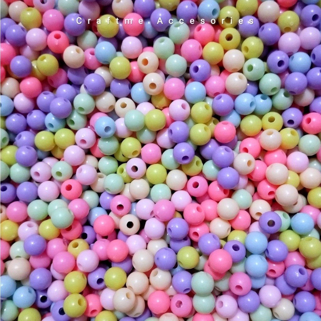 manik berkah manik huruf 100PCS - Manik Manik Bulat Dof Warna Pastel/Mote Bulat/Monte Bulat Warna Wa