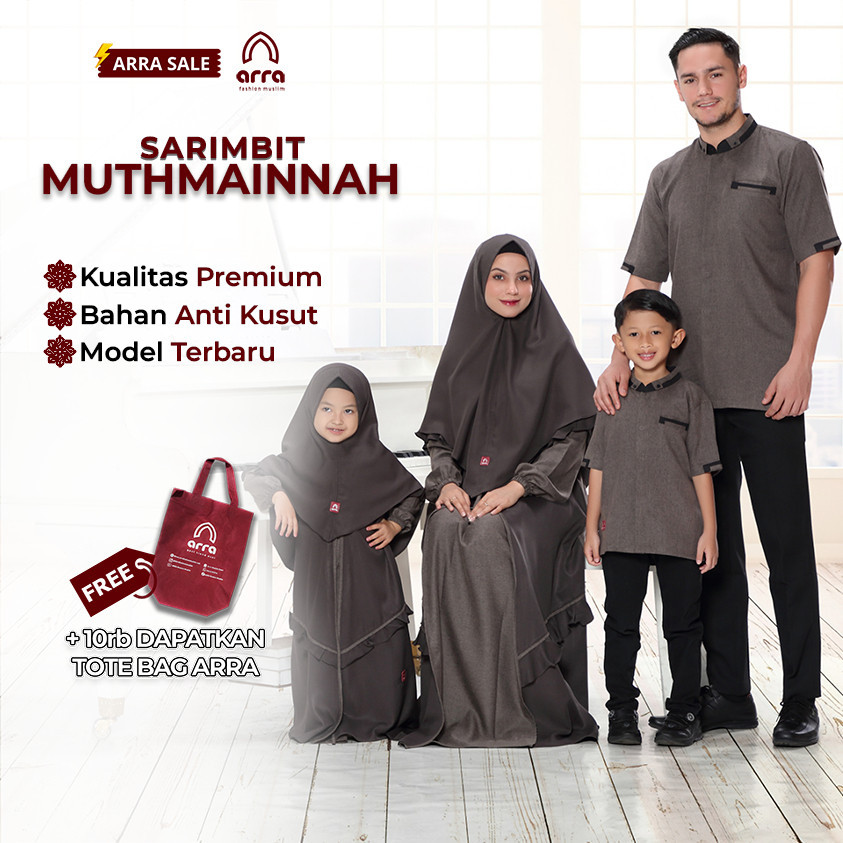 BAJU LEBARAN COUPLE KELUARGA SARIMBIT MURAH PREMIUM / Arra Muthmainnah Sarimbit Set Keluarga (Koko, 