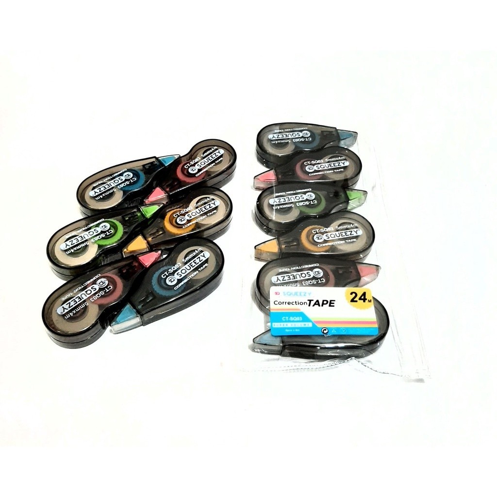 

Harga Grosir (1Dus/12Packs/72pcs) Correction Tape Pita SQUEEZY CT-SQ03