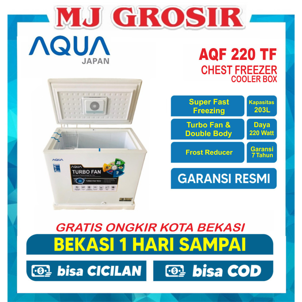 AQUA AQF 220 TF CHEST FREEZER BOX 220TF LEMARI PEMBEKU 200 LITER
