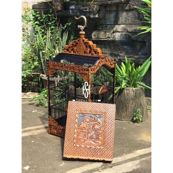 sangkar kotak sangkar kotak ukir sangkar burung motif wayang