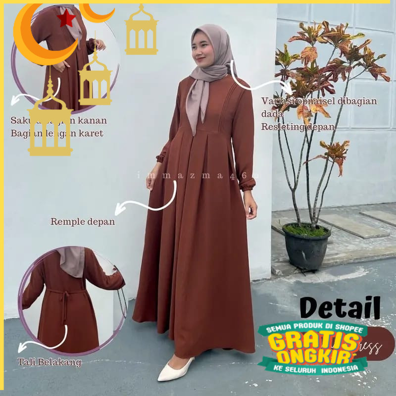 YUANA DRESS GAMIS POLOS CRINKLE PREMIUN | NEW DRESS/ anak kecil tanggung sd smp