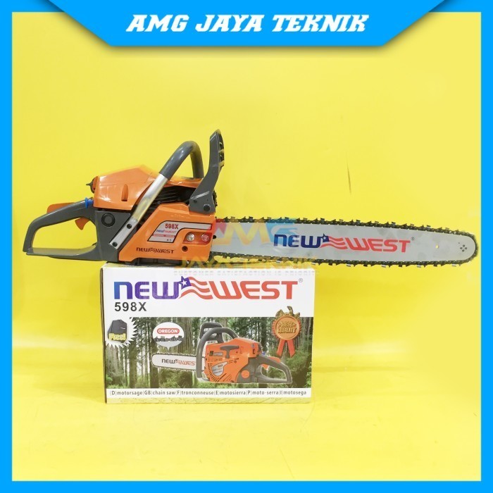 new west 598x 22" - chainsaw - mesin gergaji + bar + rantai