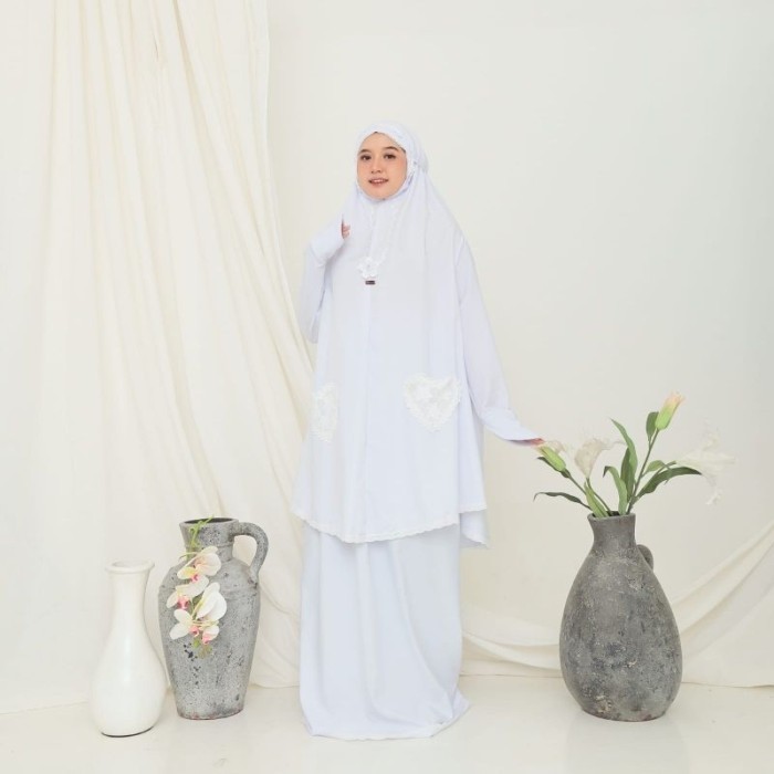 Mukena Dewasa Umroh Putih 2in 1 Berlengan Mukenah Tangan Potongan Atas