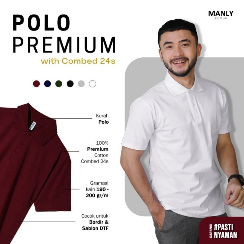 JK67UY MANLY Kaos Kerah Premium Polo Shirt Pria