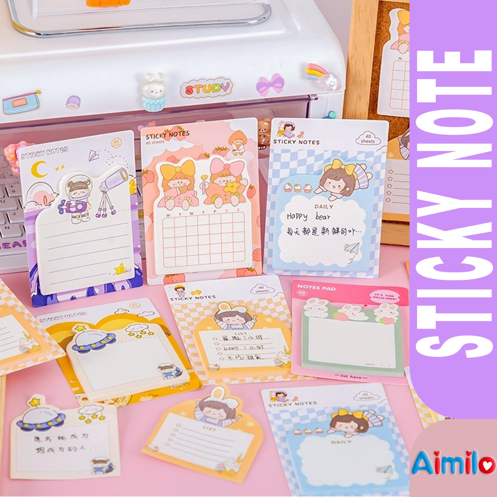 

Sticky Notes Memo Catatan Tempel Gambar Bentuk Karakter Kartun Animal Cartoon Lucu Anak 48 Lembar