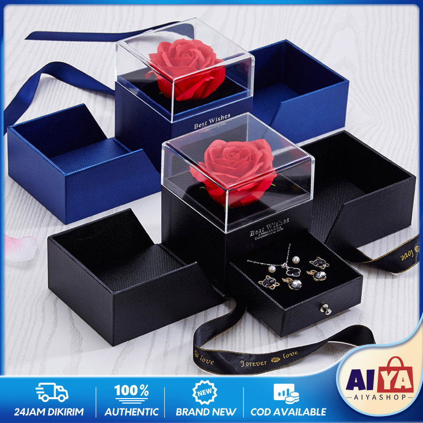 

Eternal Rose Gift Box Mawar Kotak Kado Hadiah Gift Hari Valentine Hari Peringatan Kotak Perhiasan Kado Kalung Cincin Lamaran Mawar