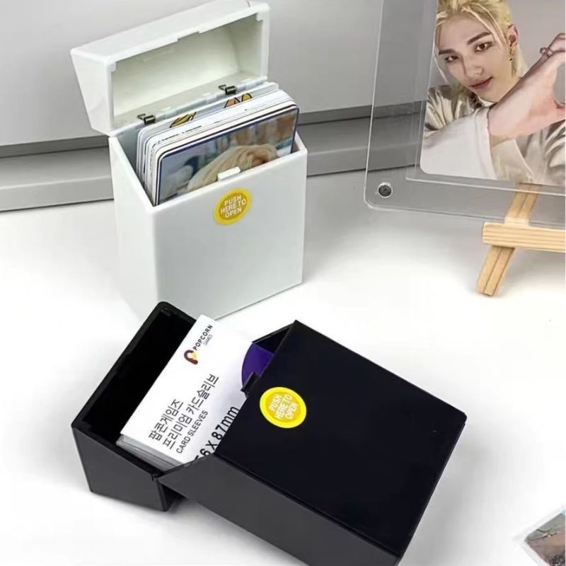 

Flip Lid Desktop Storage Box INS White 3 Inch Kpop Photocard Storage Box Idol Photo Card Orangizer Small Stationery Picture Case