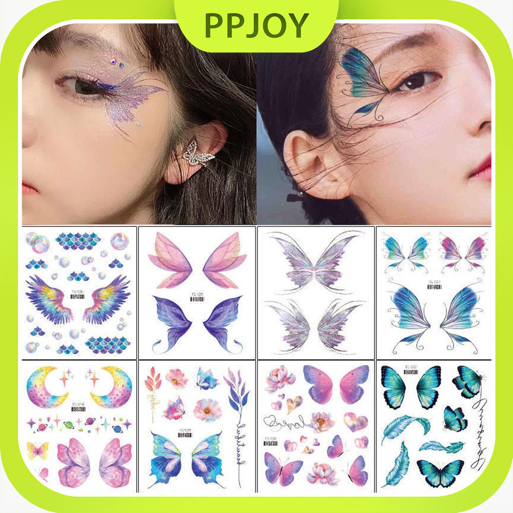 [Ready]Tatto Kupu Kupu Aesthetic / Set 3D Tato Kupu kupu berwarna/Tatto Temporer Butterfly/tato taha