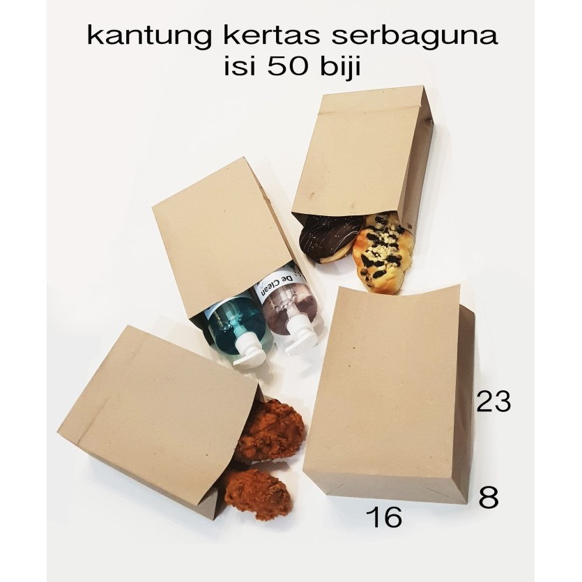 

kantung kertas coklat 16x8x23 isi 50 paper bag kantong gorengan snack