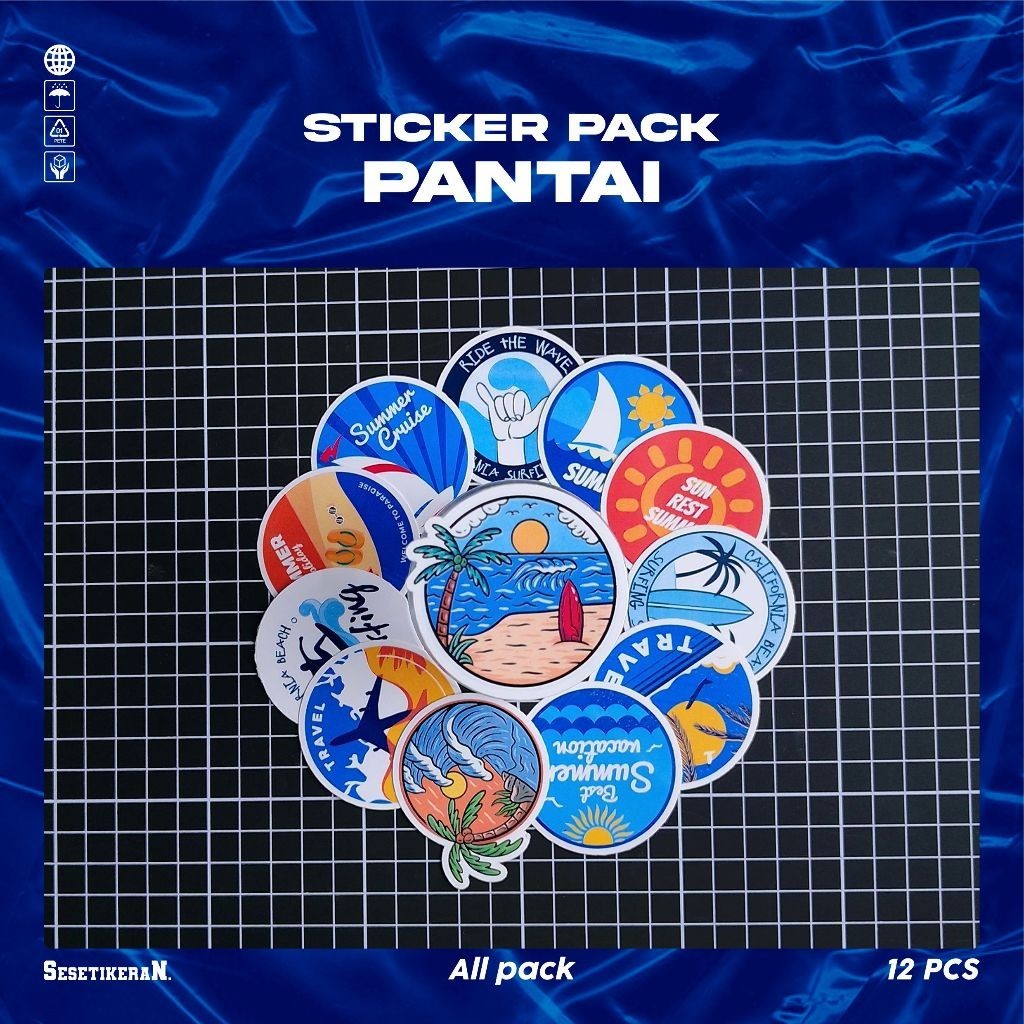 

COD✨ Sesetikeran Stiker Pack Stiker Pantai Colorfull Keren Untuk Koper Laptop Skateboard