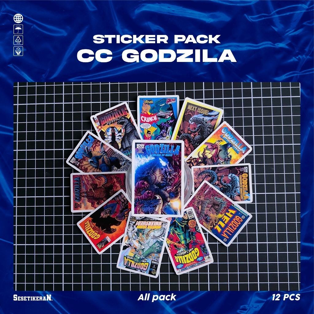 

COD✨ Sesetikeran Pack Stiker Cover Comic Godzilla Keren Untuk Koper Laptop Skateboard