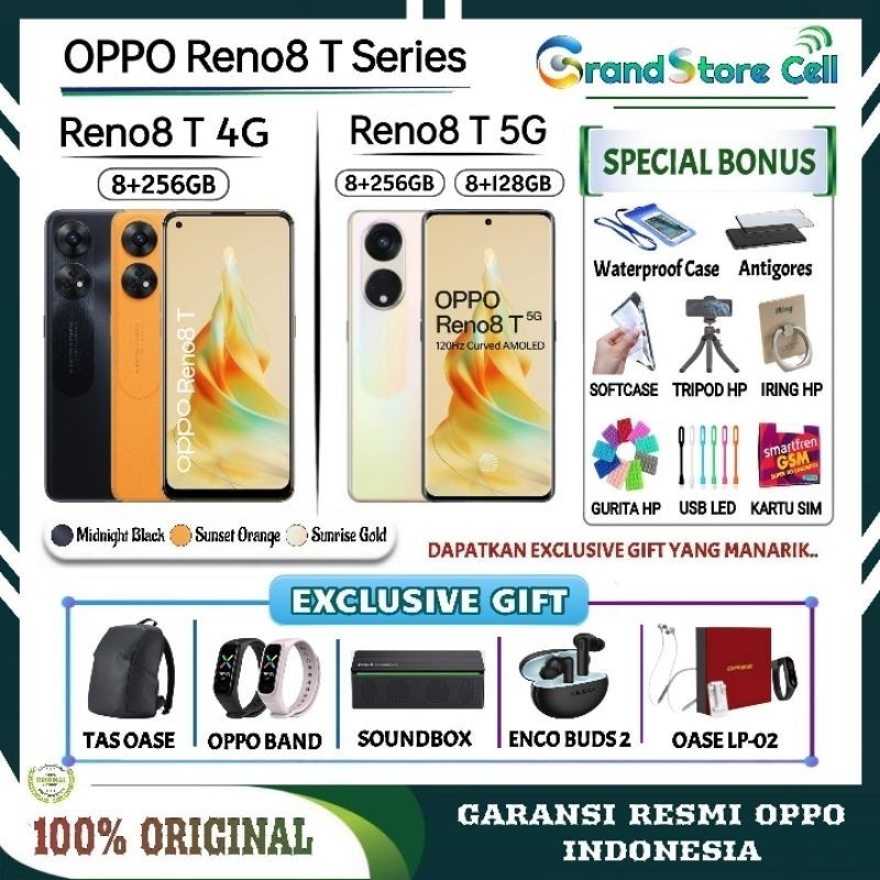 OPPO RENO8 T 4G RAM 8/256 GB | OPPO RENO 8T 5G RAM 8/128 & 8/256 GB GARANSI RESMI OPPO