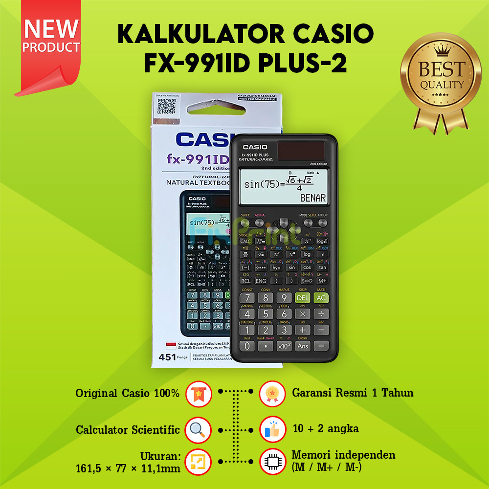 

Casio FX 991ID PLUS-2 Calculator Scientific Ilmiah New Original