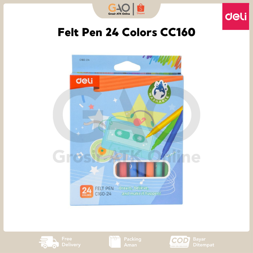 

Felt Pen Deli 24 Colors Spidol Warna Deli 24Warna CC160