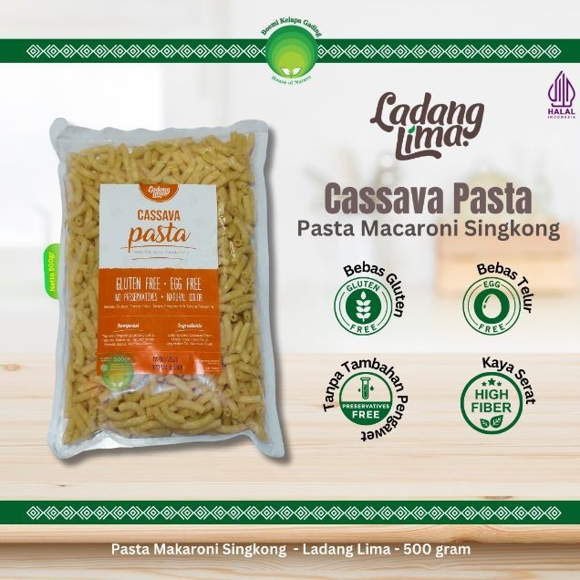 

Gluten Free Macaroni Cassava Pasta Singkong Ladang Lima 500 gram