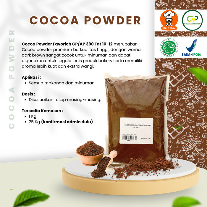 Pure Cocoa Powder 1kg / Coklat Bubuk / Dark Kakao Favorich AP390 10-12