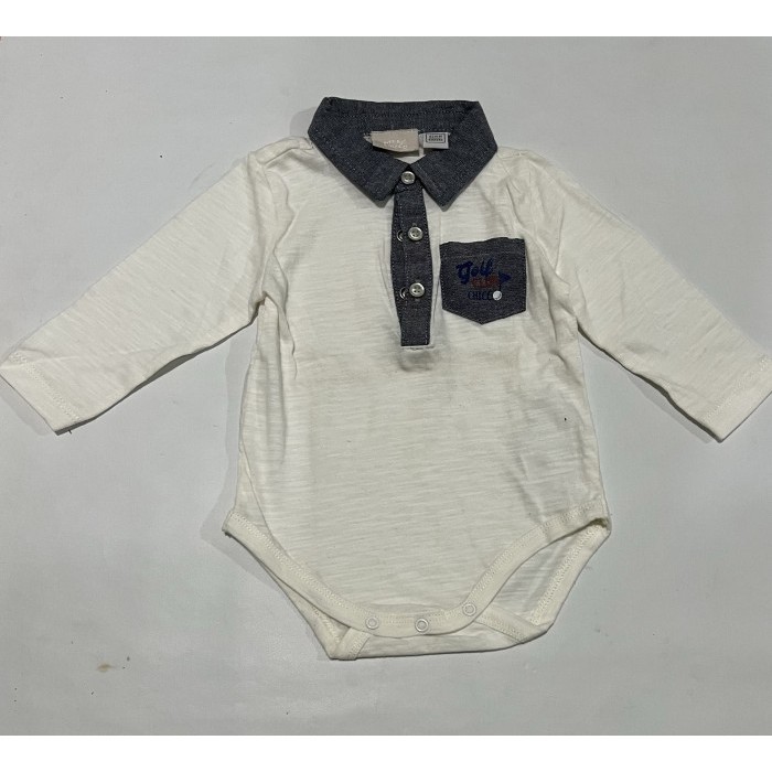 BAJU JUMPER MY FIRST CHICCO WHITE DENIM GOLF CLUB ANAK LAKI LAKI