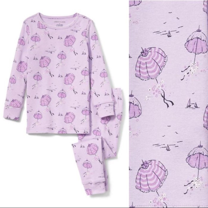 BAJU SETELAN PIYAMA JANIE AND JACK UMBRELLA PURPLE ANAK PEREMPUAN