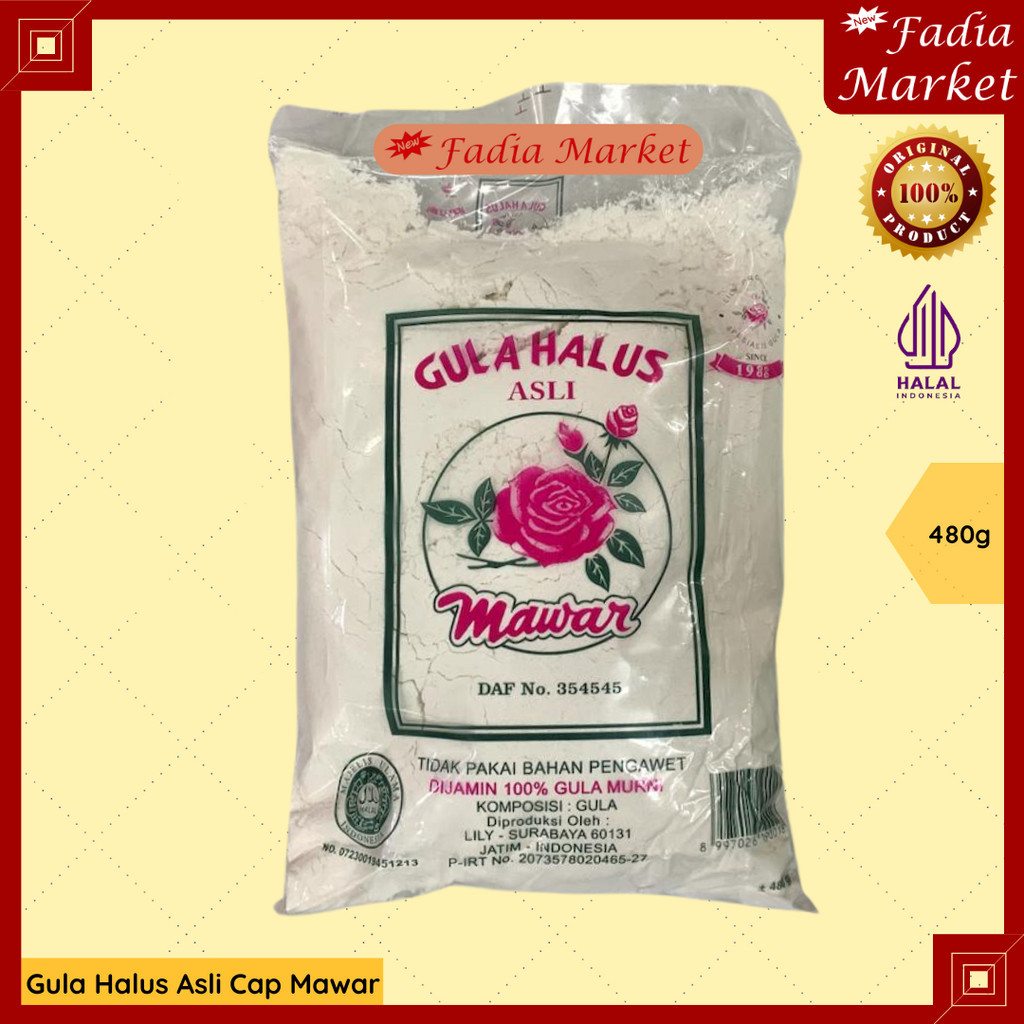 

Gula Halus Bubuk Asli Cap Mawar 480g