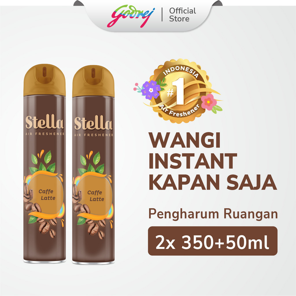 Stella Aerosol Parfumist Caffe Latte (350+50 ml) x2 - Pengharum Pewangi Ruangan Semprot