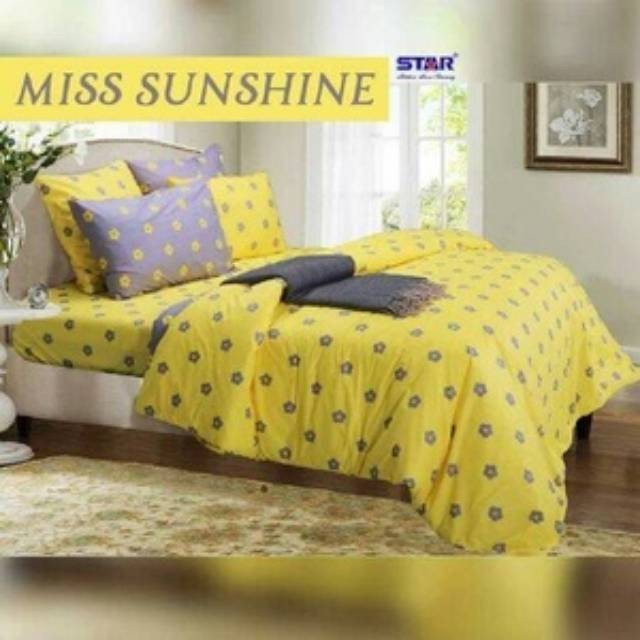 Sprei katun star motif bunga kuning ada semua ukuran
