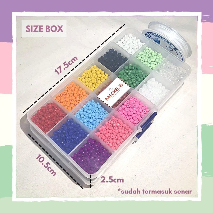 Paket Set Box 15 Color Manik Mote Pasir | DIY Seed Beads Kit - 4mm - A