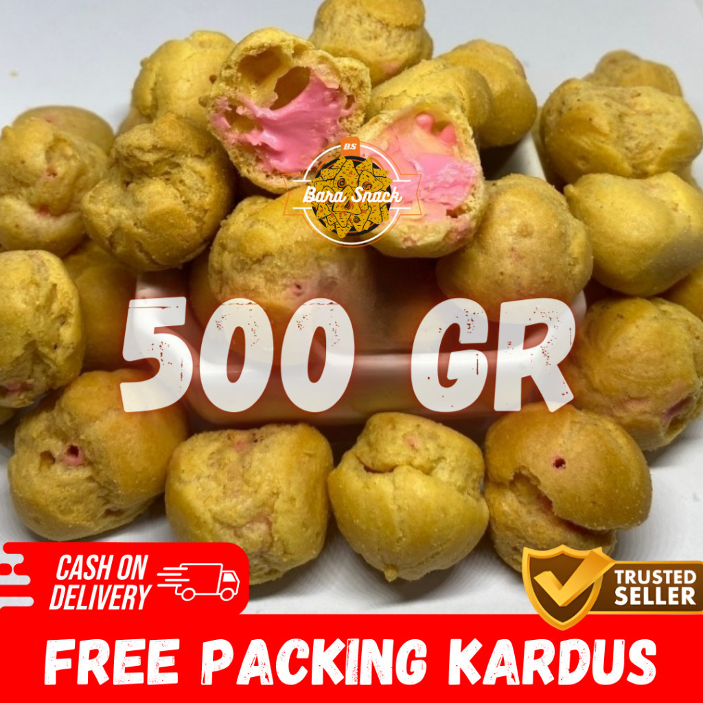 

[ 500gr ] Soes Strawberry Premium / Sus Kering Strawberry Cap Arjuna / Snack Kiloan Murah -K