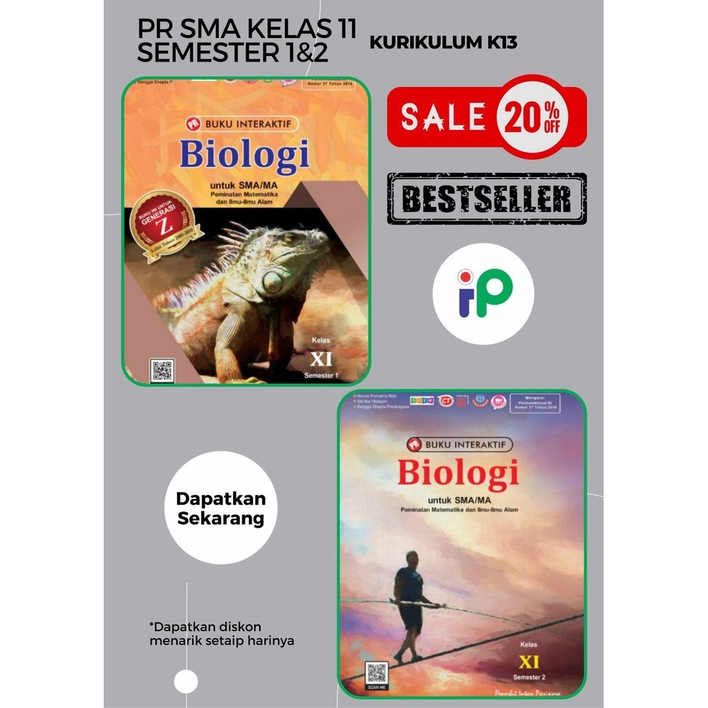 Buku Pr/Lks Biologi K13 SMA/MA Kelas 11/XI Semester 1&2  Intan pariwara Tahun 2024 Terbaru