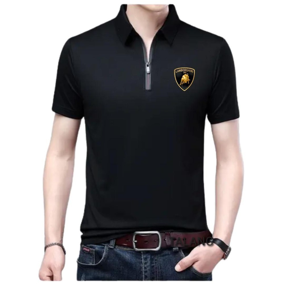 Kaos krah polos zipper lengan pendek / baju atasan pria terlaris / kaos distro pria dewasa / baju re