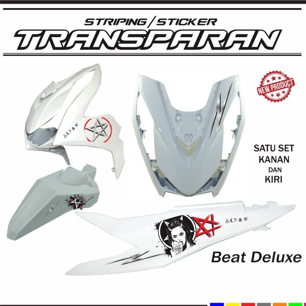 STRIPING POLET MOTOR / Stripping VARIASI Transparan Beat Deluxe Set Kanan dan Kiri